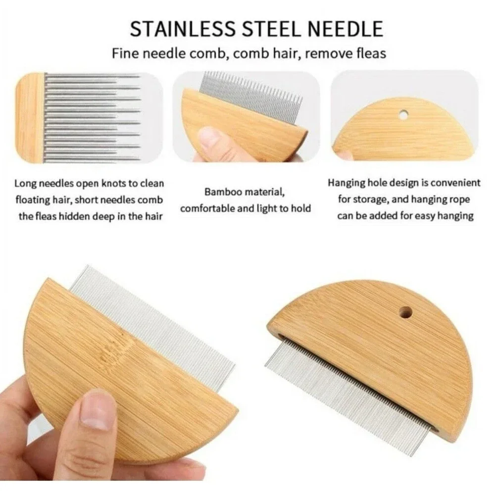 Left Wind 3pc Dog/Cats Hair Removal Comb Flea Removal Grooming Stainless Steel